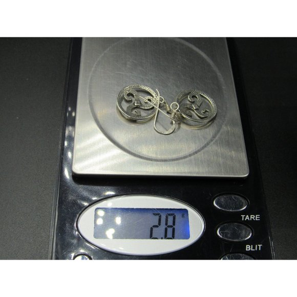 Sterling Silver Druid Symbol Dangle Earrings Vintage Wedding Engagement - Picture 6 of 6